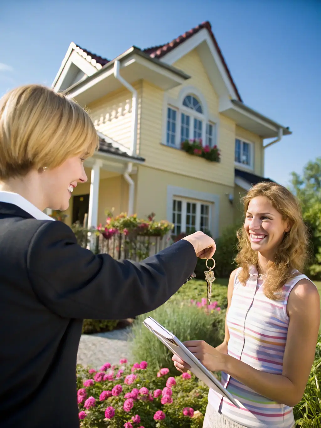 A professional consultant discussing family law forms with a client, with legal documents and a laptop on the desk.